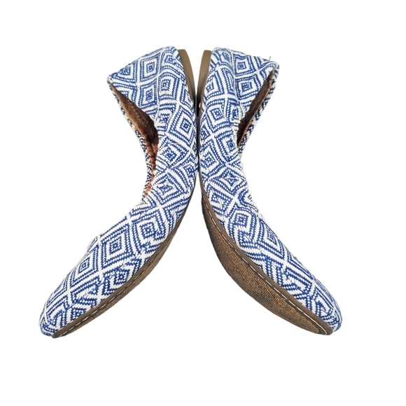 Lucky Brand Erin Blue White Diamond Textile Flats Size 6.5 - Picture 3 of 9
